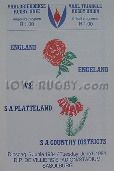 1984 Country Districts v England  Rugby Programme